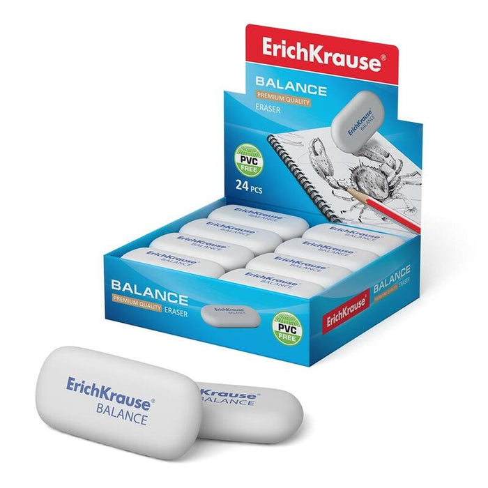 Pack De 24 Unidades Erichkrause Balance Borrador De Dureza Media - Fabricado De Caucho Termoplastico Hipoalergenico - Ecologico Y Moderno - Libre De Impurezas - No Contiene Pvc - Color Negro