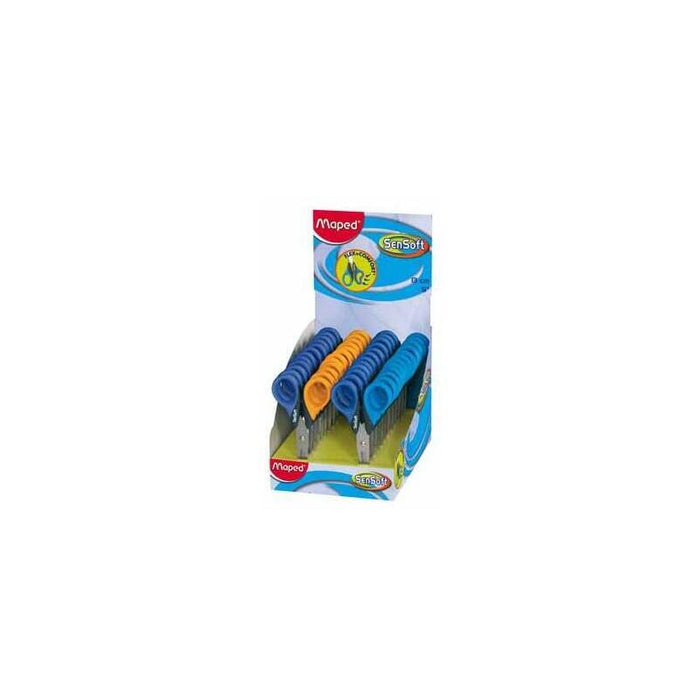 Pack De 24 Unidades Maped Sensoft Tijera Escolar Punta Redonda 13cm - Hojas De Acero Inoxidable - Mango De Plastico