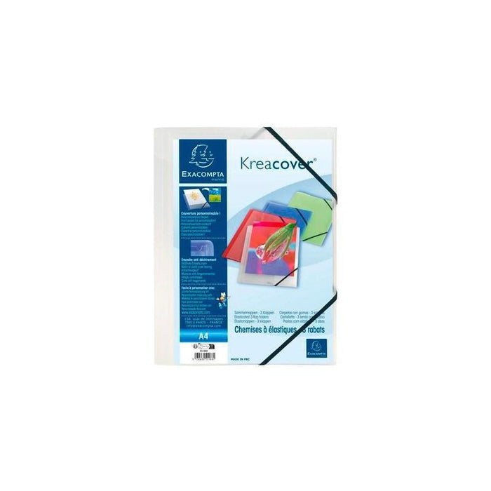 Pack De 25 Unidades Exacompta Carpeta Con Gomas Kreacover 3 Solapas A4 Polipropileno Translúcido Incoloro