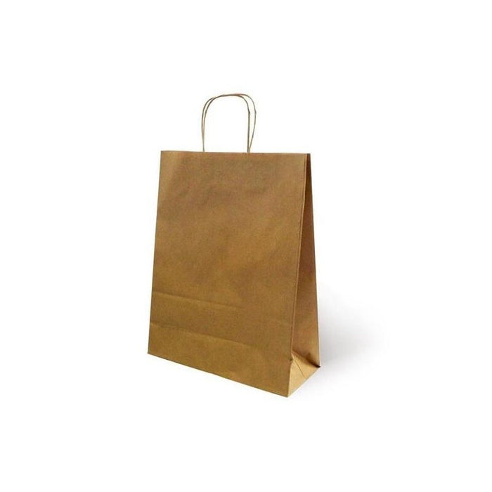 Pack De 25 Unidades Fama Bolsa De Asa Retorcida 125gr 21x11x29cm Papel Kraft