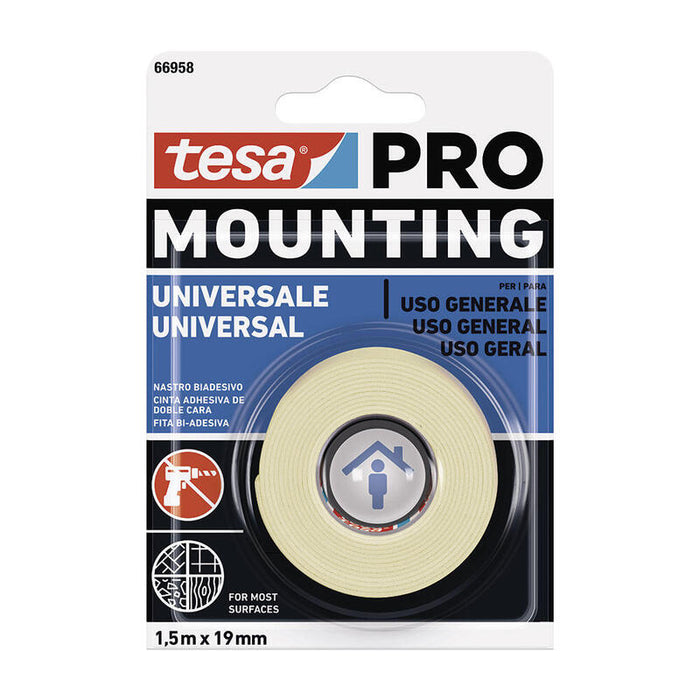Pack De 3 Unidades - Cinta Doble Cara Mounting Pro Universal. 1.5m X 19mm 66958 Tesa