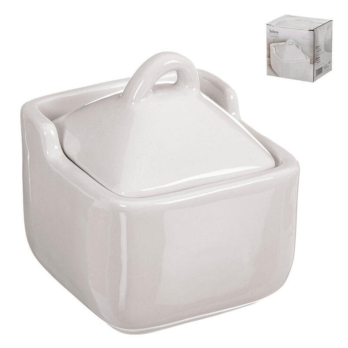 Pack De 3 Unidades - Salero Ceramica Clasico Blanco 10x10x11,5 Cm Kozina