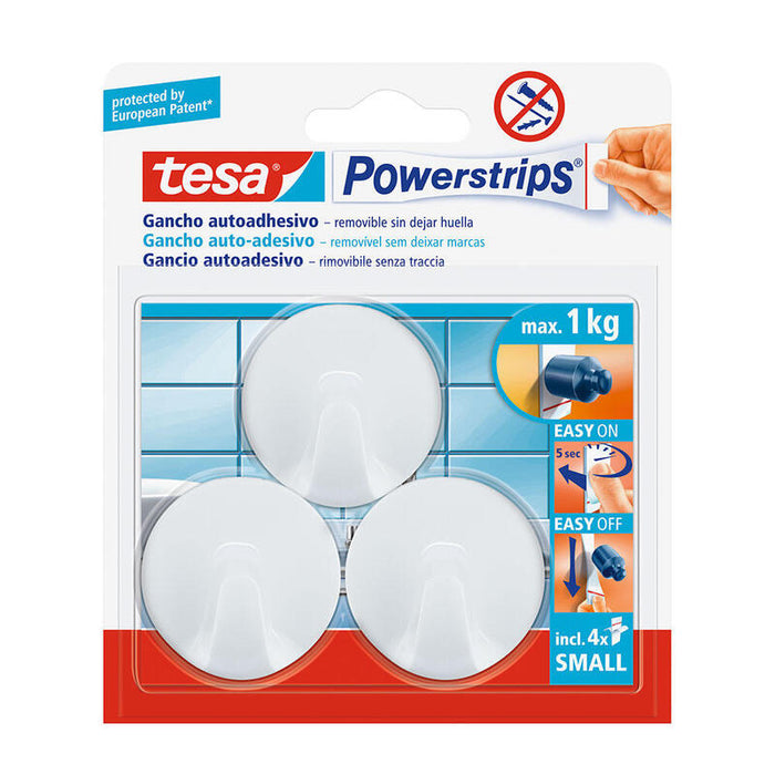Pack De 3 Unidades - Tesa Powerstrips Hasta 1kg Circular Blanco 57577