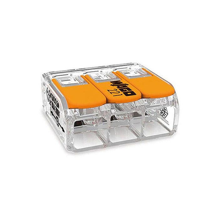 Pack De 30 Unidades - Conector Rapido Con Palanca 3 Conductores, Ø Maximo 6 Mm², 450 V , 41 A; Transparente; 22,9 X 21,1 X 10,1 Mm