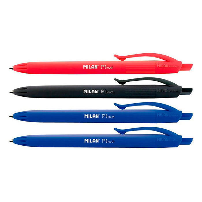 Pack De 4 Unidades - Blister Con 4 Boligrafos Azul-Negro-Rojo Milan