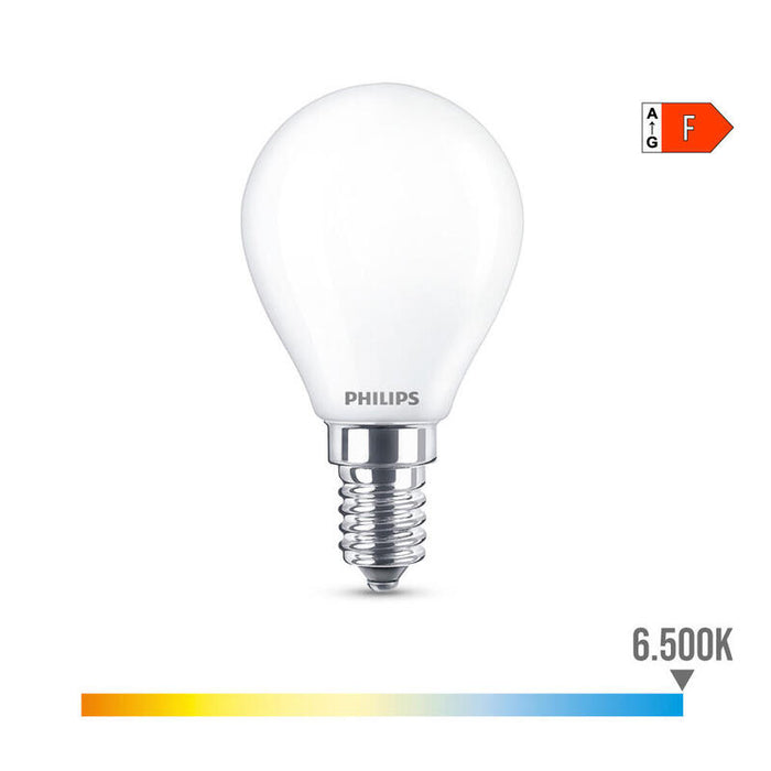 Pack De 4 Unidades - Bombilla Esferica Led E14 4,3w 470lm 6500k Luz Fria Ø4,5x8,2cm Philips