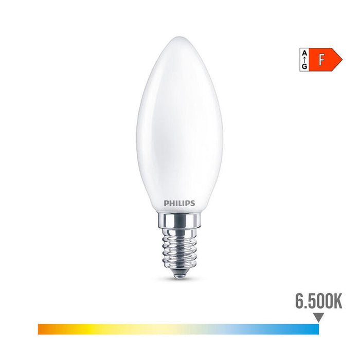 Pack De 4 Unidades - Bombilla Vela Led E14 4,3w 470lm 6500k Luz Fria Ø3,5x9,7cm. Philips