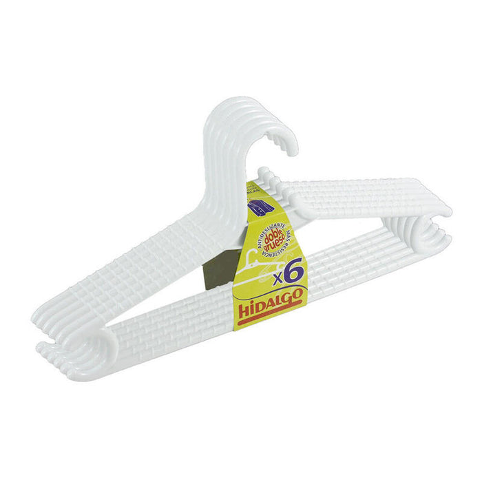 Pack De 4 Unidades - Lote De 6 Perchas Doble Grueso Color Blanco Hidalgo