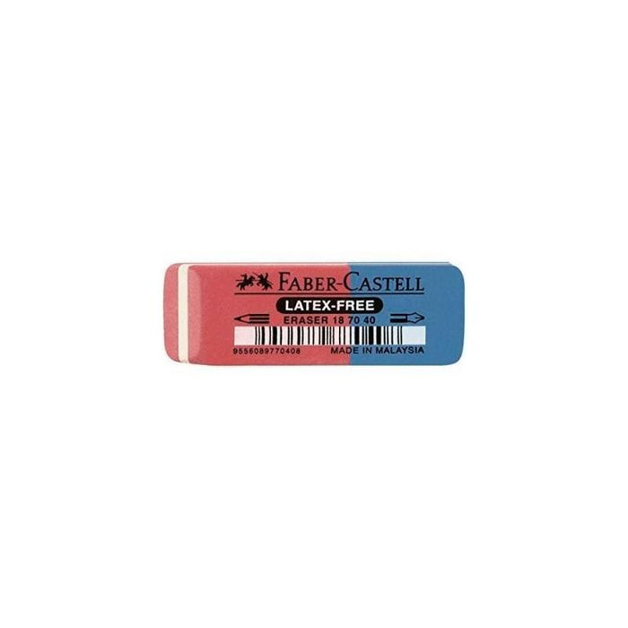 Pack De 40 Unidades Faber Castell Goma De Borrar Biselada Mixta Para Grafito Y Tinta Azul/Rojo