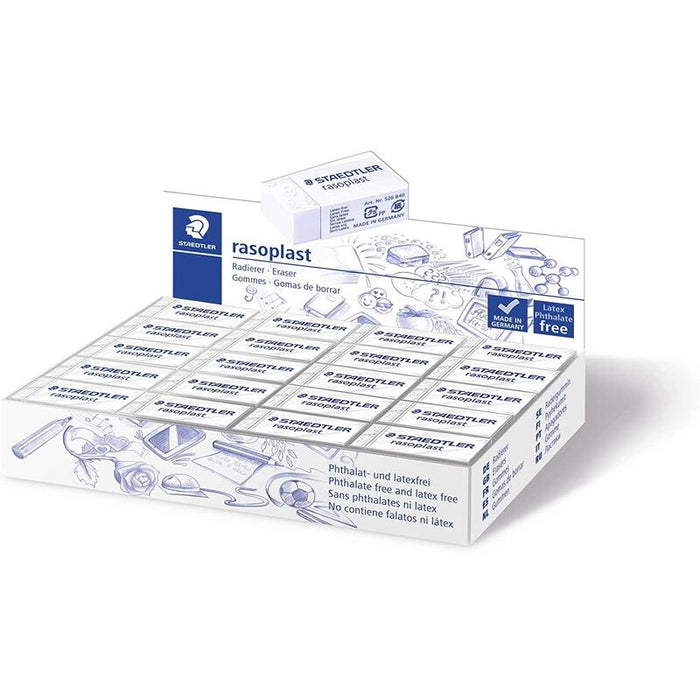 Pack De 40 Unidades Staedtler Rasoplast 526 B40 Goma De Borrar - Borrado De Alta Calidad - Minimos Residuos - Color Blanco