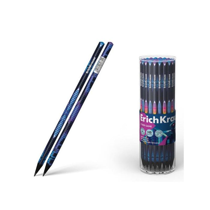 Pack De 42 Unidades Erichkrause Cyber ??Game Lapiz De Grafito Triangular Hb - Mina De 2.2mm - 2 Diseños Surtidos