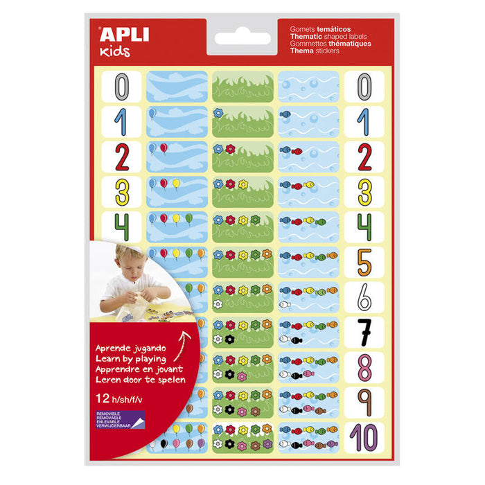 Pack De 5 Unidades Apli Gomets Tematicos Los Numeros - 660 Gomets En 12 Hojas - Ayuda A Identificar Y Cuantificar Numeros - Adhesivo Removible - Ideal Para Escuelas - Adhesivo Base Agua - Libre De Disolventes - Color Variado