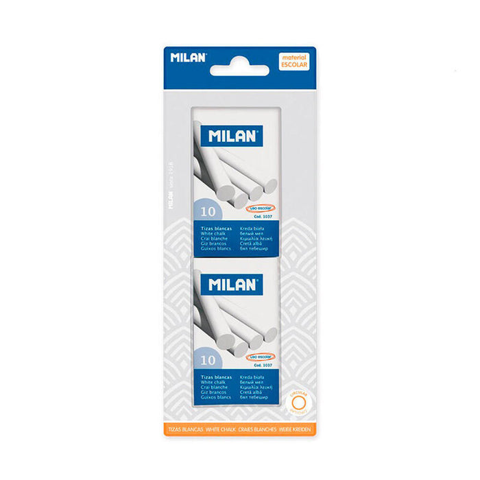 Pack De 5 Unidades - Blister Con 2 Cajas De 10 Tizas Blancas Milan