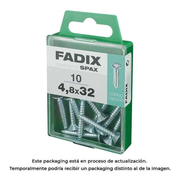 Pack De 5 Unidades - Caja M 10 Unid. Tornillo Rosca Chapa Cp Cinc 4,8x32mm Fadix