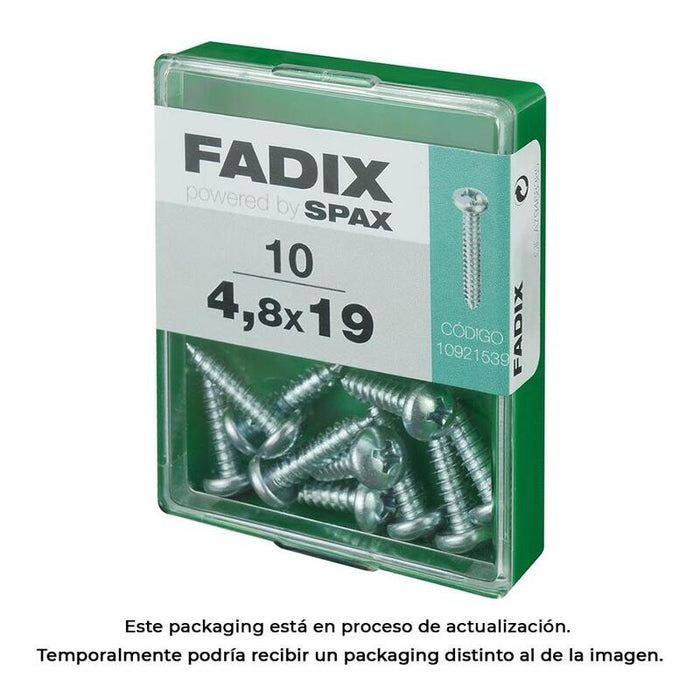 Pack De 5 Unidades - Caja M 10 Unid. Tornillo Rosca Chapa Cr Cinc 4,8x19mm Fadix