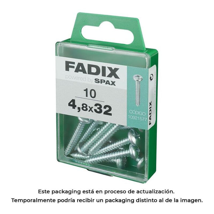 Pack De 5 Unidades - Caja M 10 Unid. Tornillo Rosca Chapa Cr Cinc 4,8x32mm Fadix