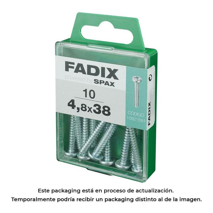 Pack De 5 Unidades - Caja M 10 Unid. Tornillo Rosca Chapa Cr Cinc 4,8x38mm Fadix