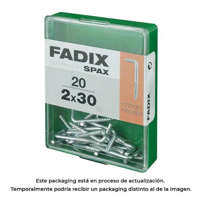 Pack De 5 Unidades - Caja M 20 Unid.. Alcayata Roscada Cinc 2,0x30mm Fadix