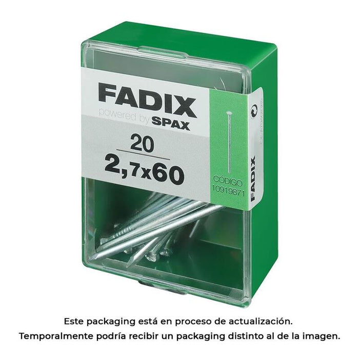 Pack De 5 Unidades - Caja M 20 Unid. Clavo Cp Acero 2,7x60mm Fadix
