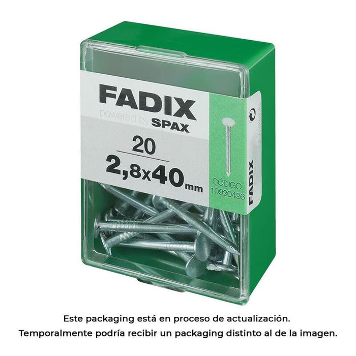 Pack De 5 Unidades - Caja M 20 Unid. Clavo Cp Ancha Acero 2,8x40mm Fadix