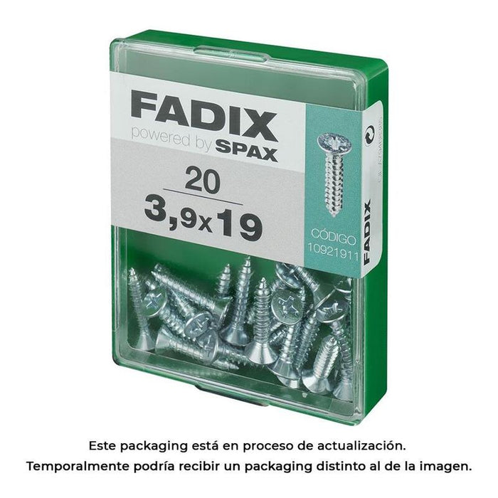Pack De 5 Unidades - Caja M 20 Unid. Tornillo Rosca Chapa Cp Cinc 3,9x19mm Fadix