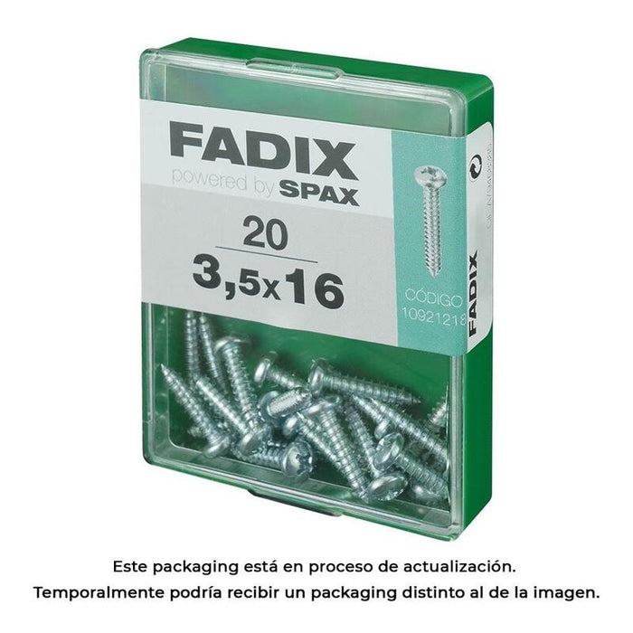 Pack De 5 Unidades - Caja M 20 Unid. Tornillo Rosca Chapa Cr Cinc 3,5x16mm Fadix
