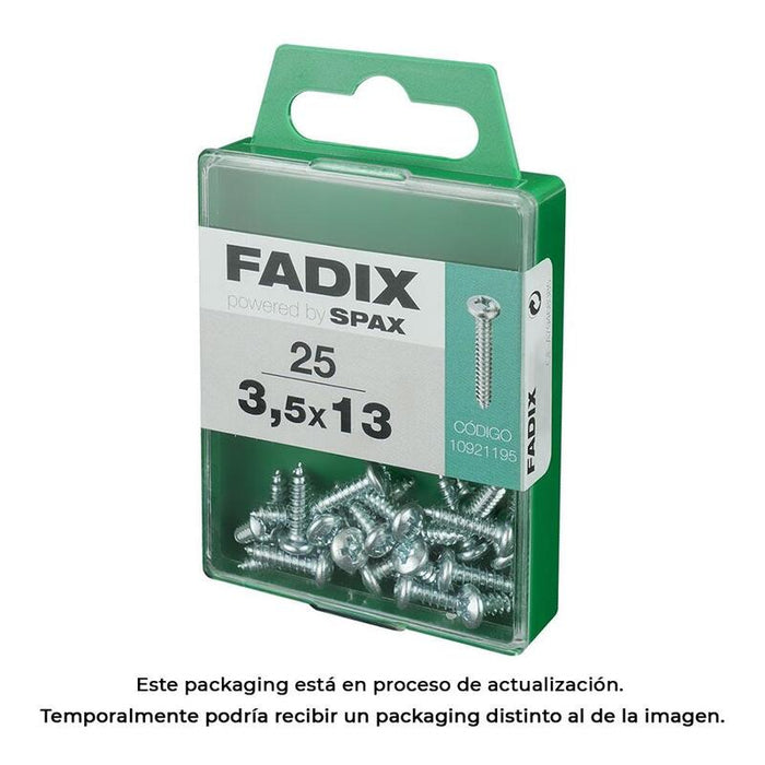 Pack De 5 Unidades - Caja M 25 Unid. Tornillo Rosca Chapa Cr Cinc 3,5x13mm Fadix