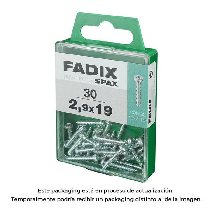 Pack De 5 Unidades - Caja M 30 Unid. Tornillo Rosca Chapa Cr Cinc 2,9x19mm Fadix