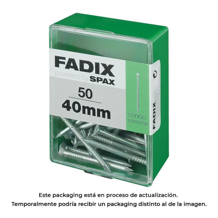 Pack De 5 Unidades - Caja M 50 Unid. Clavo Cp Acero 2,7x40mm Fadix