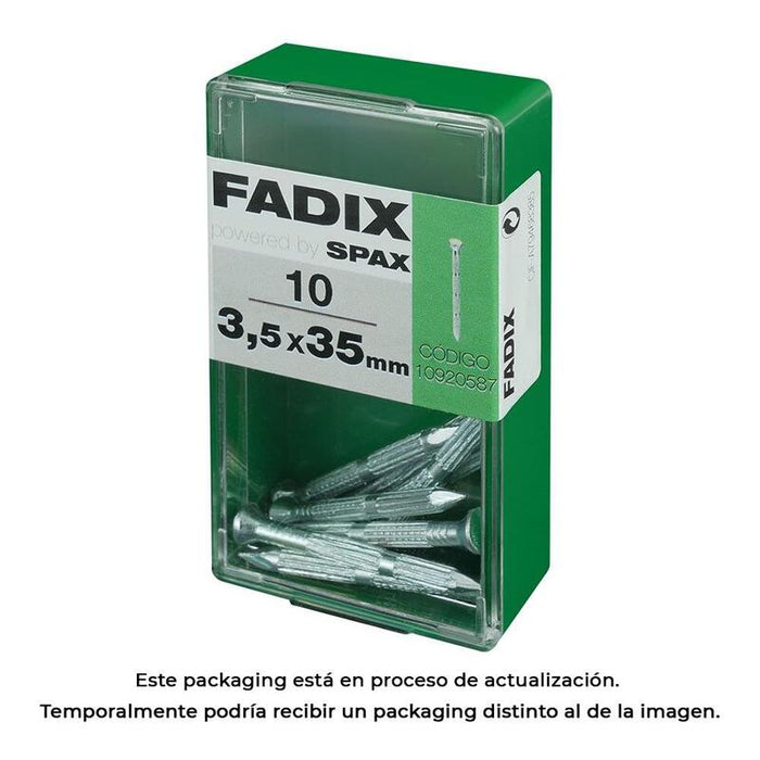 Pack De 5 Unidades - Caja S 10 Unid. Clavo Cp Estriado Acero 3,5x35mm Fadix