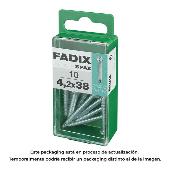 Pack De 5 Unidades - Caja S 10 Unid. Tornillo Rosca Chapa Cr Autot. 4,2x38mm Fadix