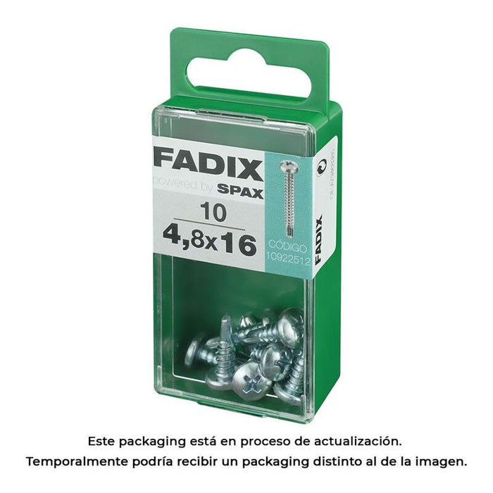 Pack De 5 Unidades - Caja S 10 Unid. Tornillo Rosca Chapa Cr Autot. 4,8x16mm Fadix