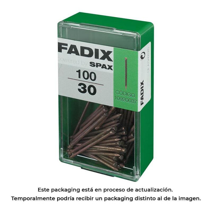 Pack De 5 Unidades - Caja S 100 Unid. Clavo De Acero Para Rodapie 1,5x30mm Fadix