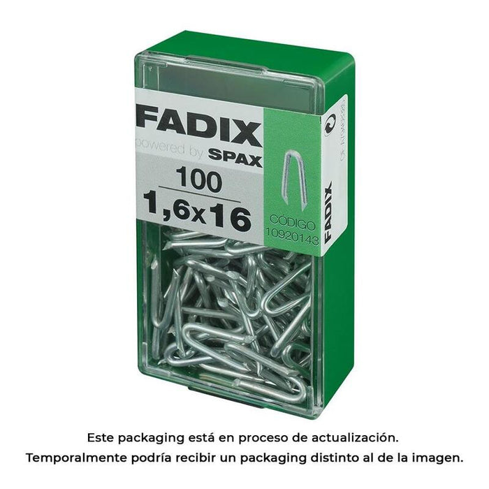 Pack De 5 Unidades - Caja S 100 Unid. Grampillones Cinc 1,6x16mm Fadix