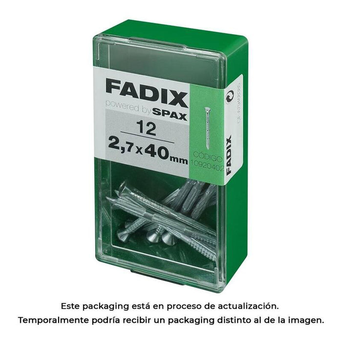 Pack De 5 Unidades - Caja S 12 Unid. Clavo Cp Estriado Acero 2,7x40mm Fadix