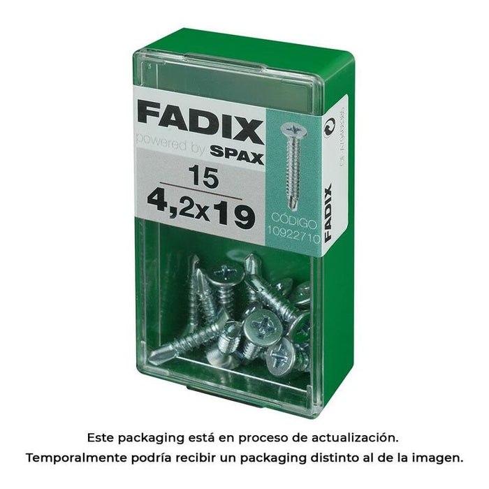Pack De 5 Unidades - Caja S 15 Unid. Tornillo Rosca Chapa Cp Autot. Cinc 4,2x19mm Fadix