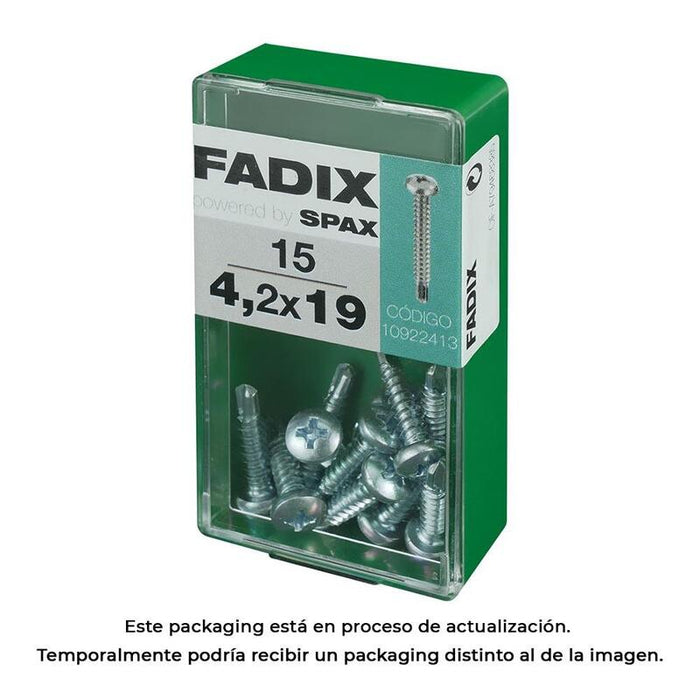 Pack De 5 Unidades - Caja S 15 Unid. Tornillo Rosca Chapa Cr Autot. 4,2x19mm Fadix