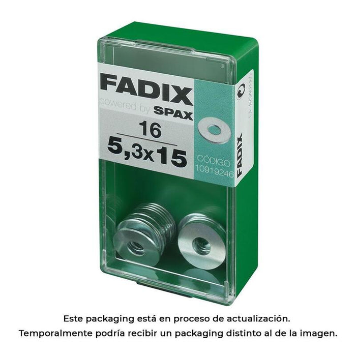 Pack De 5 Unidades - Caja S 16 Unid. Arandela Plana Ancha Cinc 5,3x15mm Fadix