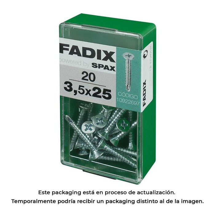 Pack De 5 Unidades - Caja S 20 Unid. Tornillo Rosca Chapa Cp Autot. Cinc 3,5x25mm Fadix