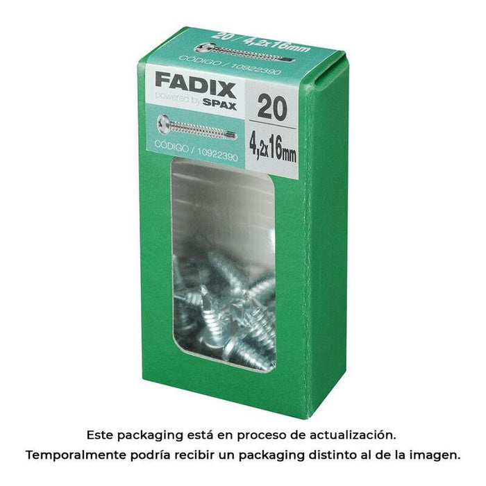 Pack De 5 Unidades - Caja S 20 Unid. Tornillo Rosca Chapa Cr Autot. 4,2x16mm Fadix