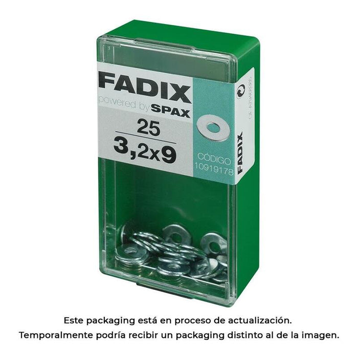 Pack De 5 Unidades - Caja S 25 Unid. Arandela Plana Ancha Cinc 3,2x9mm Fadix