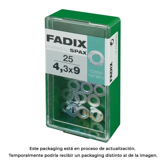 Pack De 5 Unidades - Caja S 25 Unid. Arandela Plana Cinc 4,3x9mm Fadix
