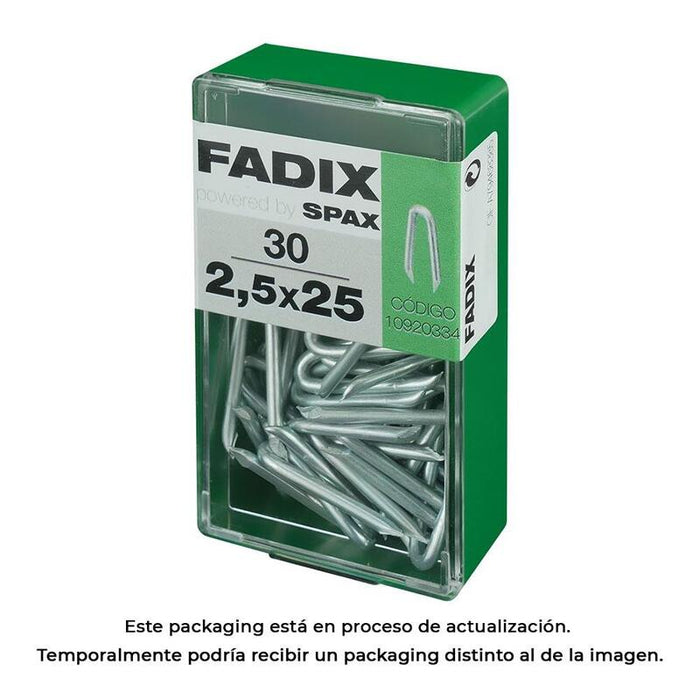 Pack De 5 Unidades - Caja S 30 Unid. Grampillones Cinc 2,5x25mm Fadix