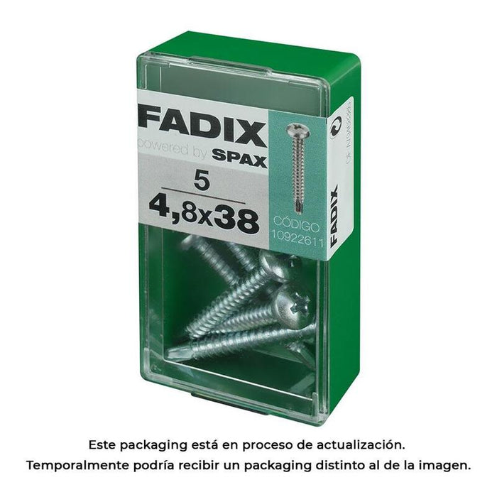 Pack De 5 Unidades - Caja S 5 Unid. Tornillo Rosca Chapa Cr Autot. 4,8x38mm Fadix