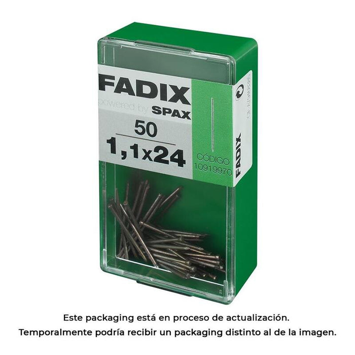 Pack De 5 Unidades - Caja S 50 Unid. Clavo Moldura Acero 1,1x24mm Fadix