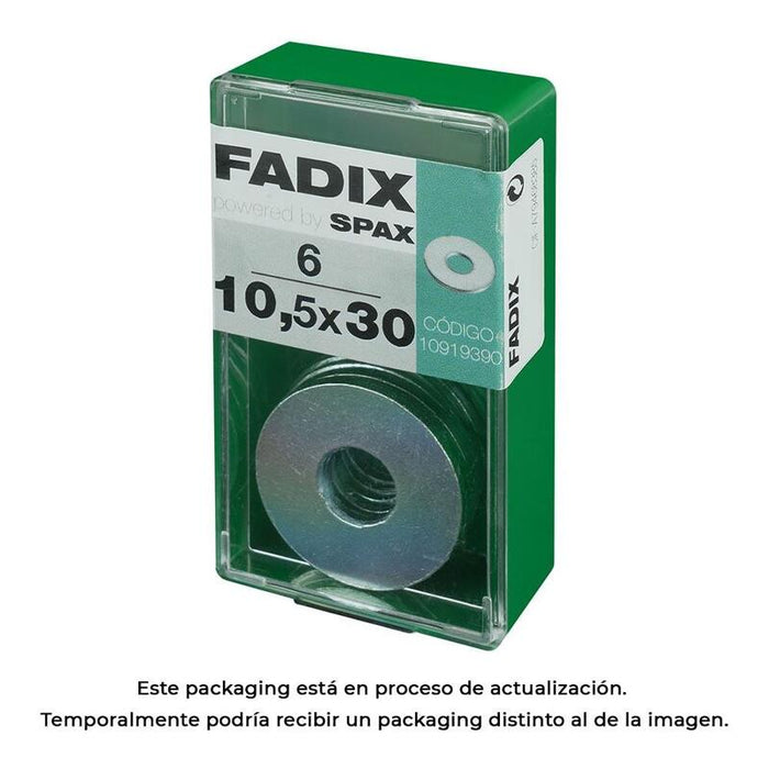 Pack De 5 Unidades - Caja S 6 Unid. Arandela Plana Ancha Cinc 10,5x30mm Fadix