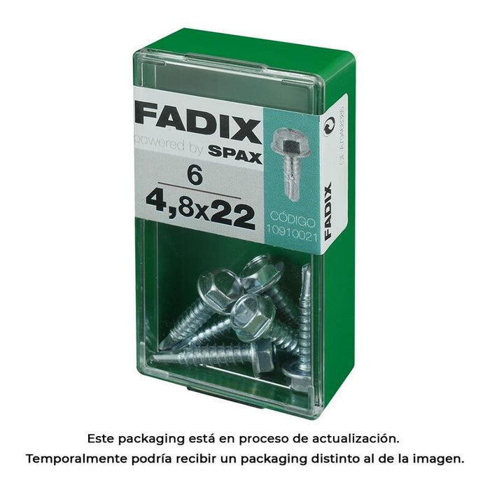 Pack De 5 Unidades - Caja S 6 Unid. Tornillo Rosca Chapa Hexagonal Autot. 4,8x22mm Fadix