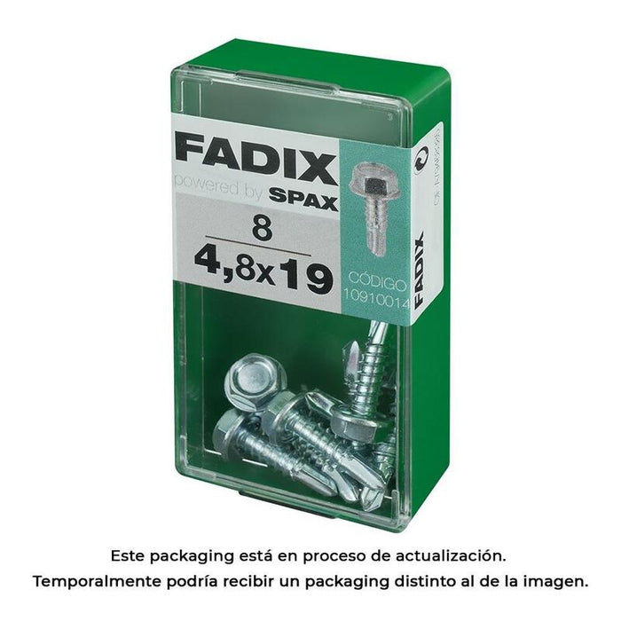 Pack De 5 Unidades - Caja S 8 Unid. Tornillo Rosca Chapa Hexagonal Autot. 4,8x19mm Fadix