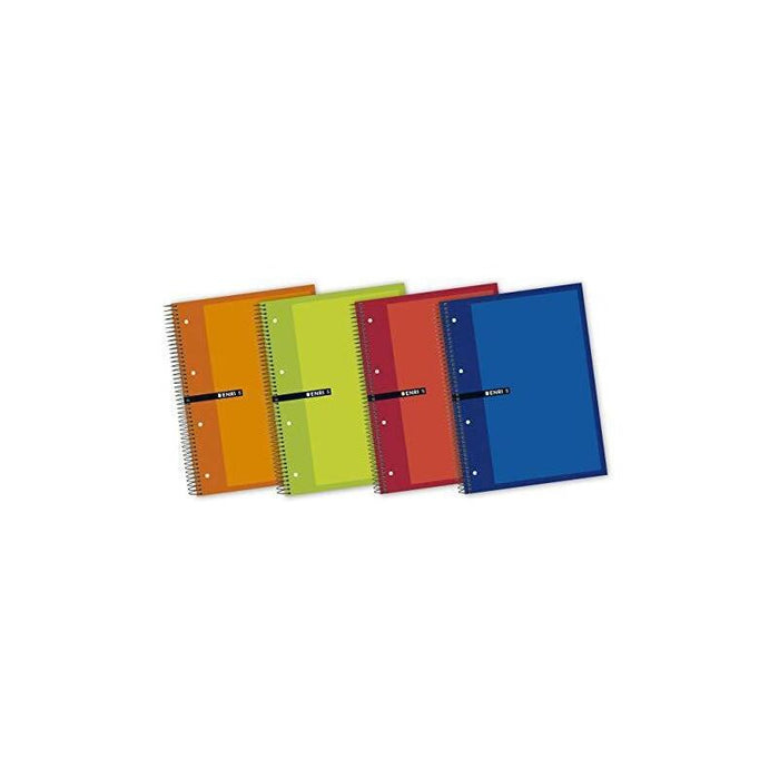 Pack De 5 Unidades Enri Cuaderno Espiral Microperforado 120+40 Hojas 5x5 Tapas Extraduras A4+ Colores