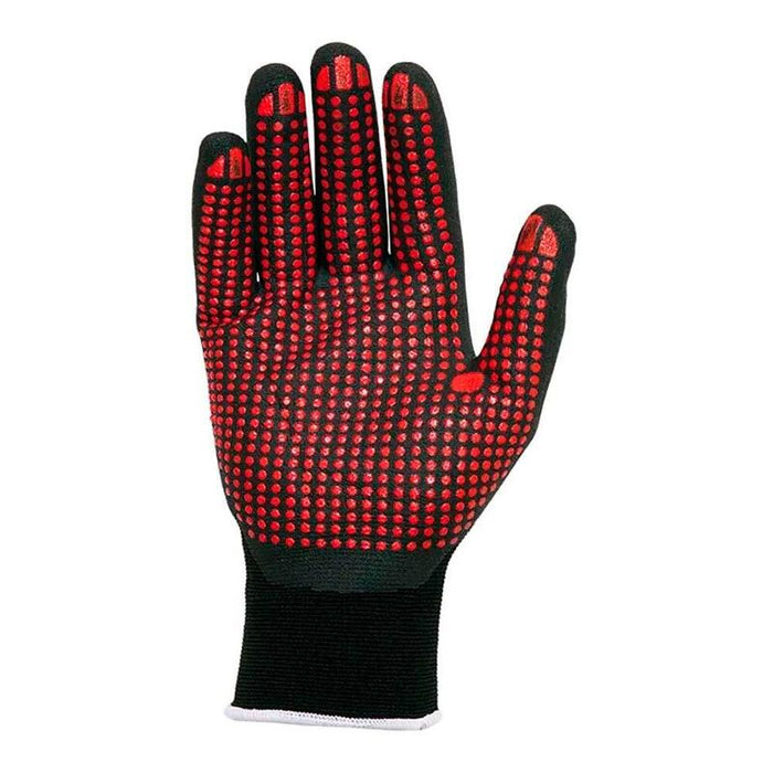 Pack De 5 Unidades - Guante Nailon / Licra Con Palma Nitrilo Foam/Puntos, Agility® Dots, Negro Y Rojo, T-7 S